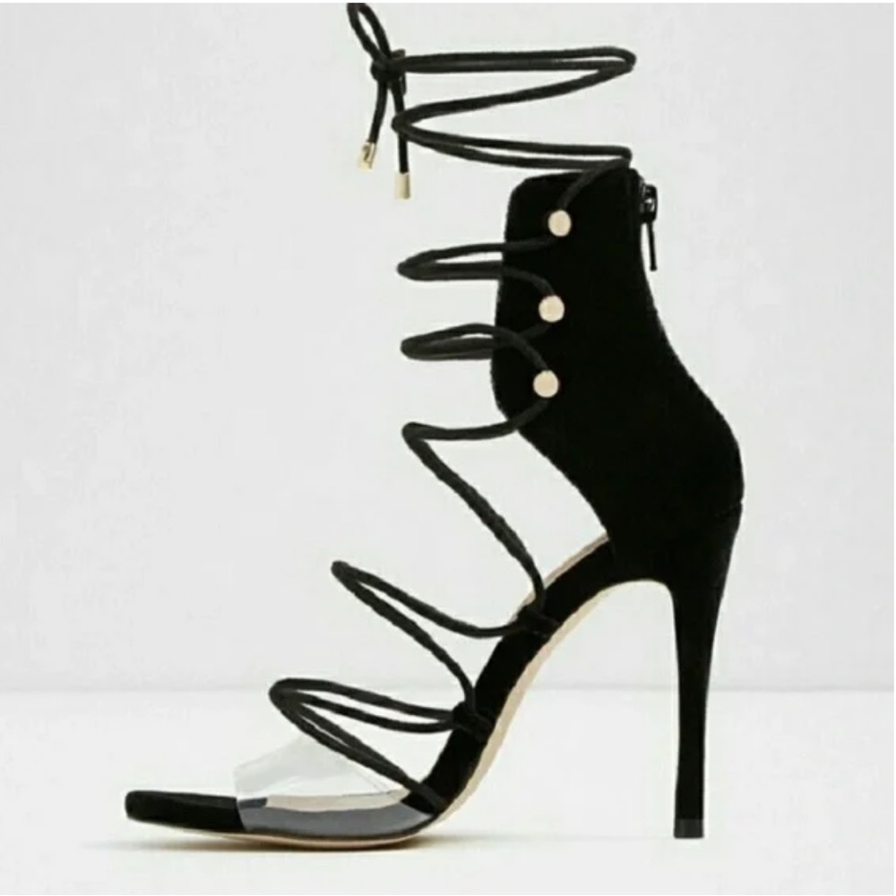 Aldo Somerly Lace Up Velvet heels - Picture 2 of 8